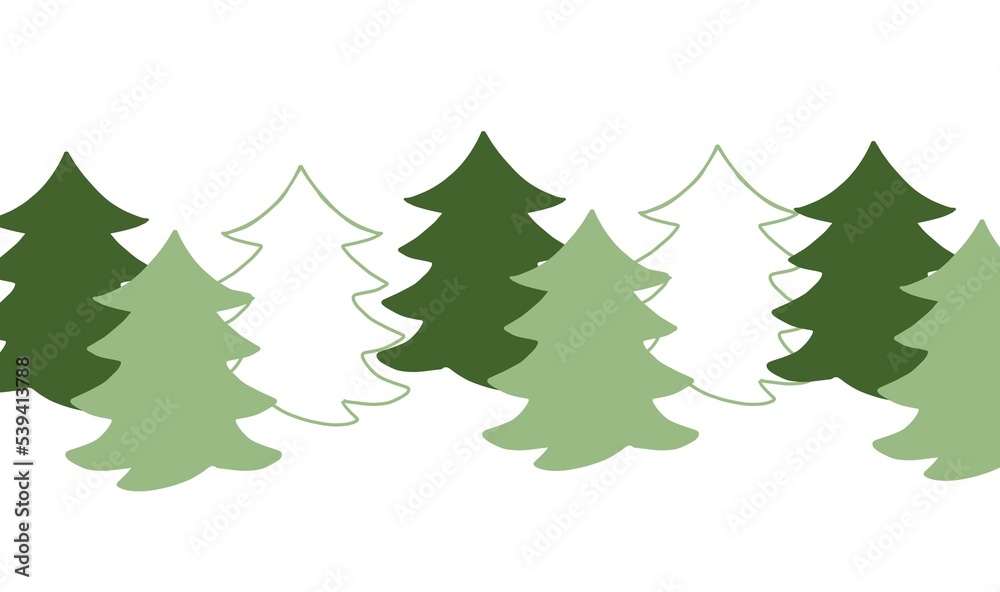 green christmas trees isolated on white