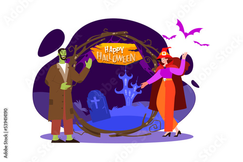 Halloween cosplayIllustration concept on white background
