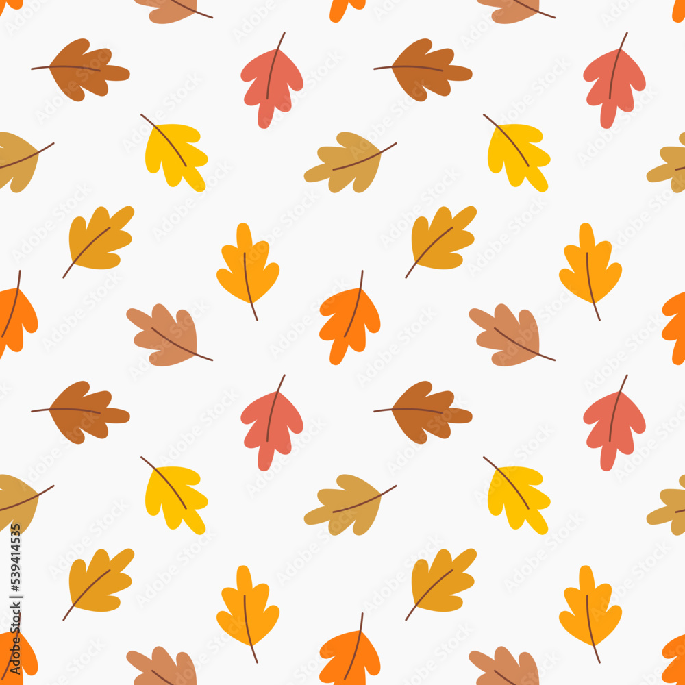 Obraz premium Autumn leaves seamless pattern. Oak tree leaves falling.
