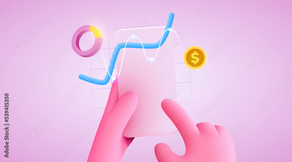 Mobile technology concept. Market trend graphs analysis on smartphone ...
