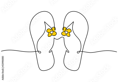 One continuous single line of woman sandals isolated on white background.