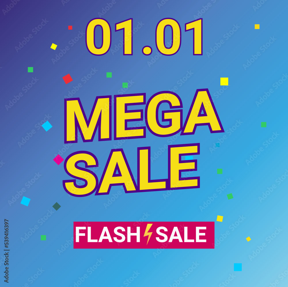 Vector 0101 Mega flash sale. Suitable for advertising products, advertising banners