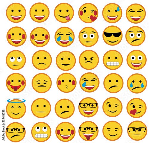 new design yellow happy faces emoji symbols