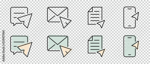 Message Chatting Icon Set - Different Vector Illustrations Isolated On Transparent Background