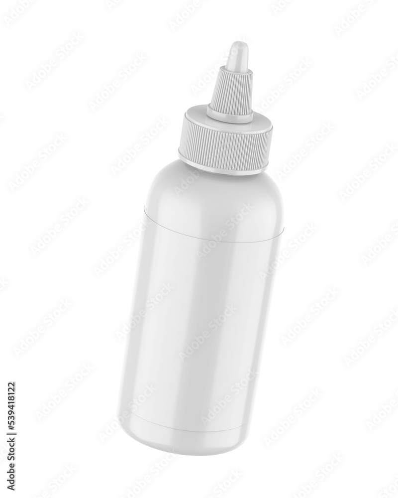 Blank nozzle dropper screw cap bottle mockup, 3d render illustration. Blank nozzle dropper screw cap bottle mockup, 3d render illustration.