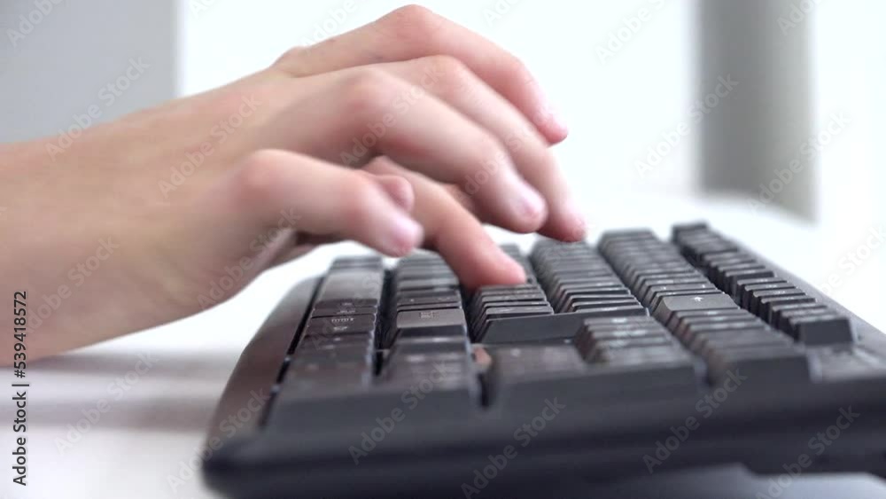 Kid Browsing Internet on Computer, Child Studying Typing, Writing in Coronavirus Pandemic, Girl Learning Online School Education
