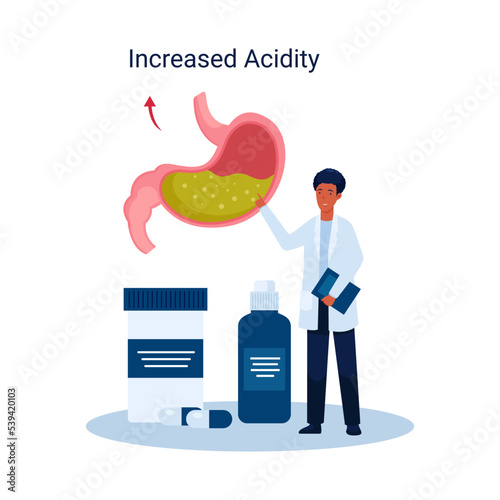 World Digestive Health Day, illustration stomach disease concept, increased acidity stomach