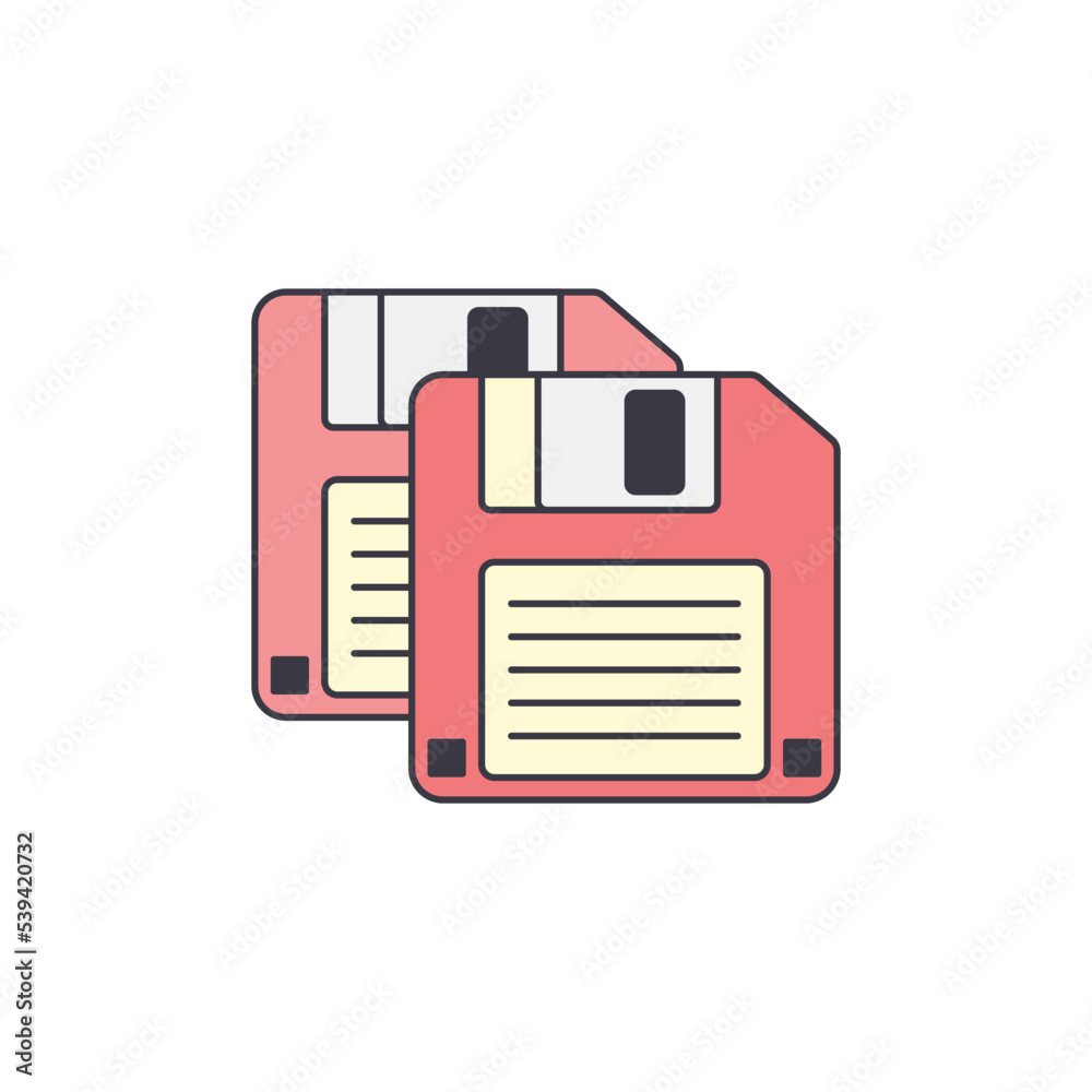 Save, Copy diskette data icon in color, isolated on white background Save, Copy diskette data icon in color, isolated on white background