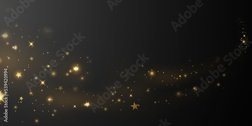 golden stars background with confetti Design of festive and party decorations