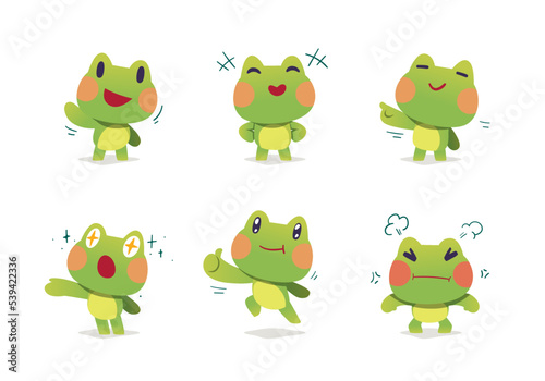 set of cute Animal cartoon frog mascot character