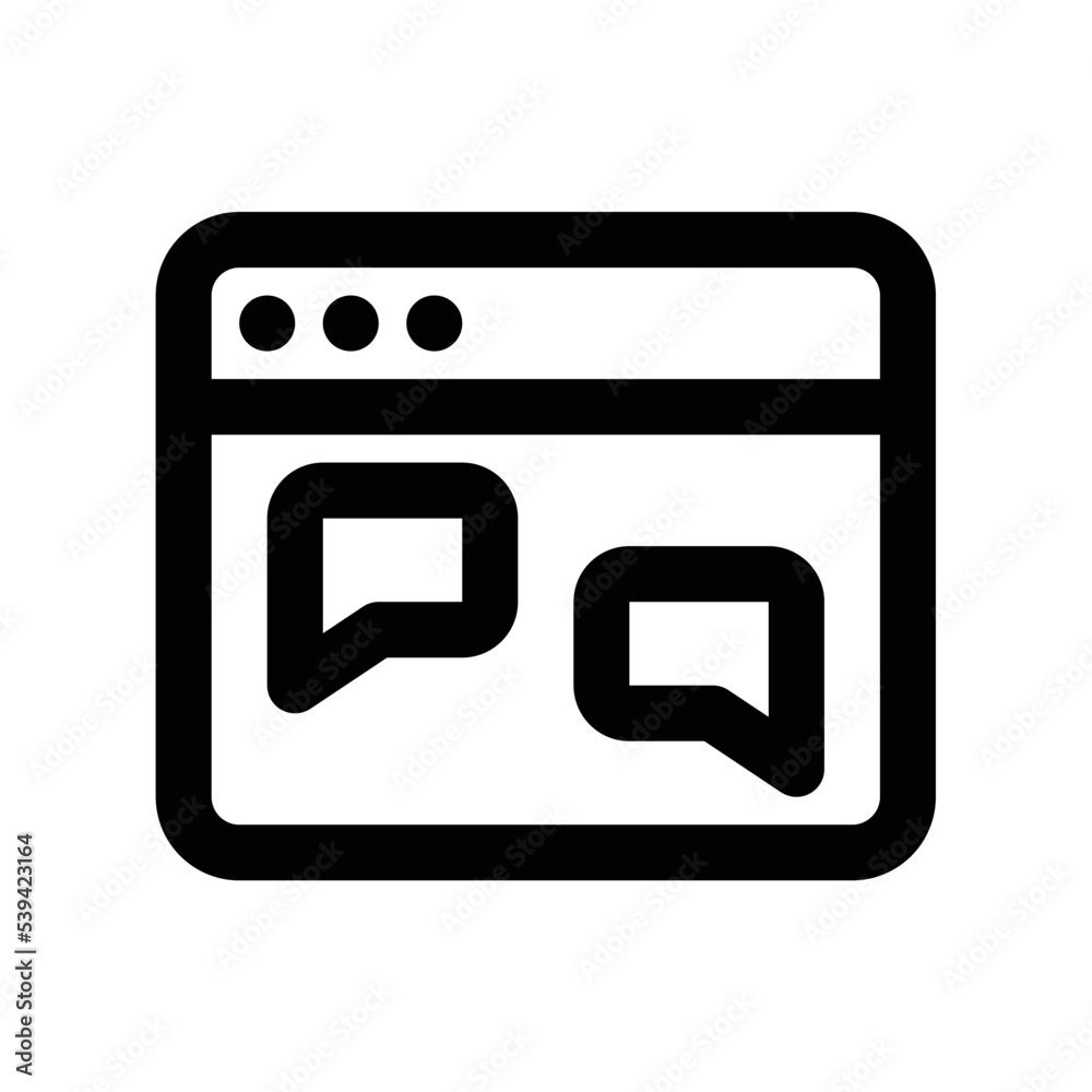 Social media chating icon with browser and in black outline style Social media chating icon with browser and in black outline style