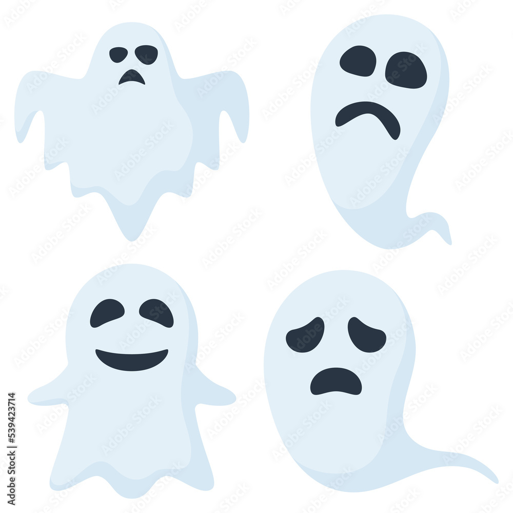 Fototapeta premium Set of Ghost isolated on white background