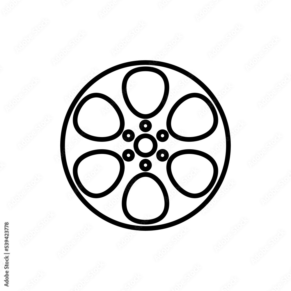Film reel line icon isolated on white background from communication and media collection