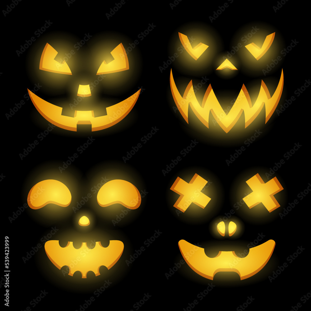 Halloween Pumpkin Face set, Vector illustration Halloween Pumpkin Face set, Vector illustration