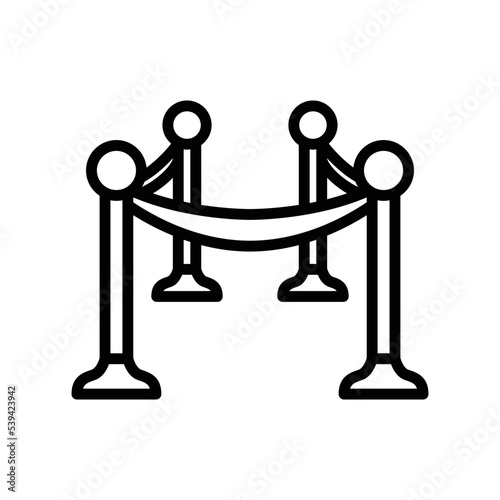 Stanchions rope barrier line icon vector graphic illustration