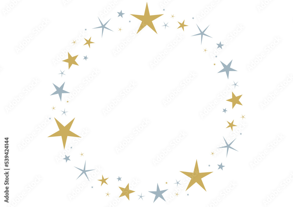金色と銀色のおしゃれな星の円形フレーム