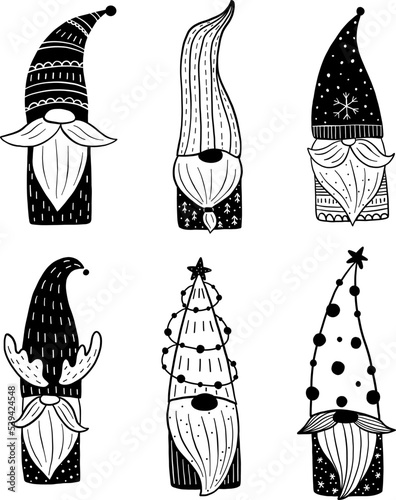Christmas Scandinavian cute gnome vector illustration for design, print, pattern, isolated on white background