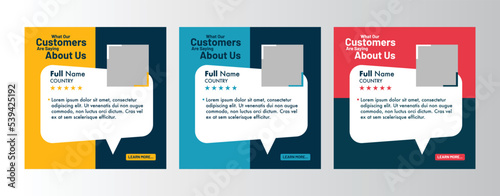 Client testimonials or customer feedback social media post web banner template