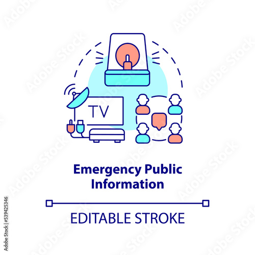 Emergency information concept icon. Communication. Public health preparedness abstract idea thin line illustration. Isolated outline drawing. Editable stroke. Arial, Myriad Pro-Bold fonts used