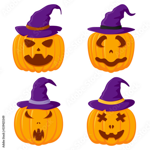 Set of Halloween Pumpkin isolated on white background