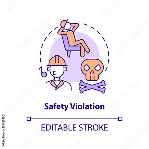 Safety violation concept icon. Negligence in workplace. Nuclear accident cause abstract idea thin line illustration. Isolated outline drawing. Editable stroke. Arial, Myriad Pro-Bold fonts used