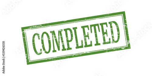 'COMPLETED' green rubber stamp over a white background.