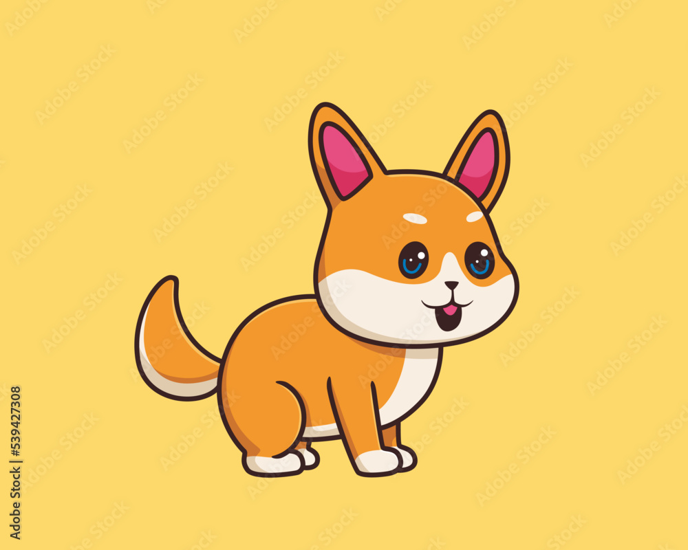 Fototapeta premium shiba inu posing cartoon illustration style