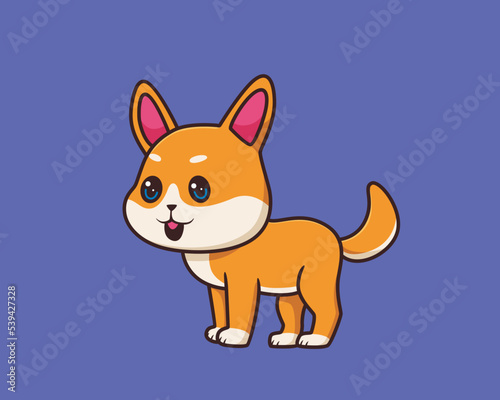 shiba inu posing cartoon illustration style