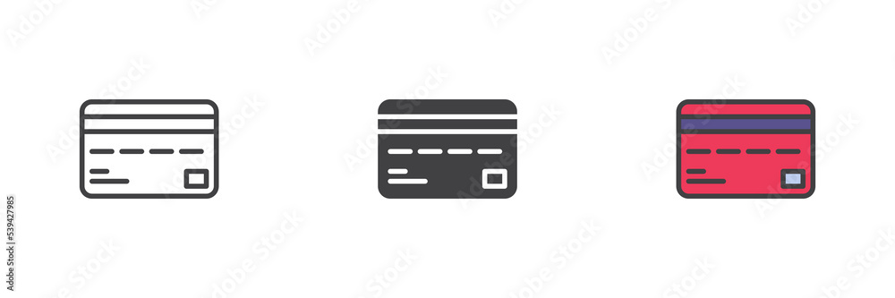 Debit card different style icon set