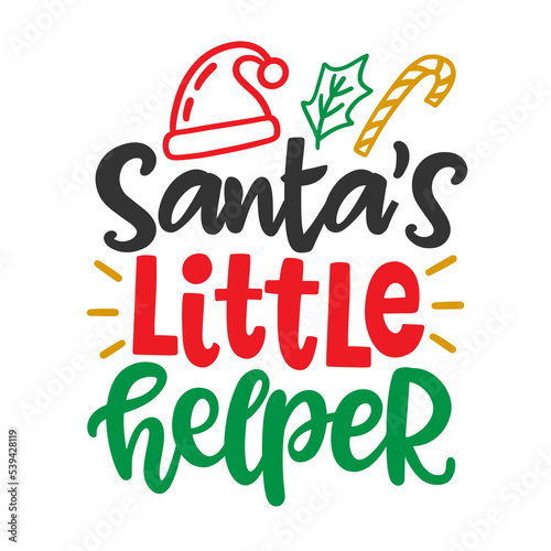 Santa's Little Helper Christmas ink hand lettering phrase