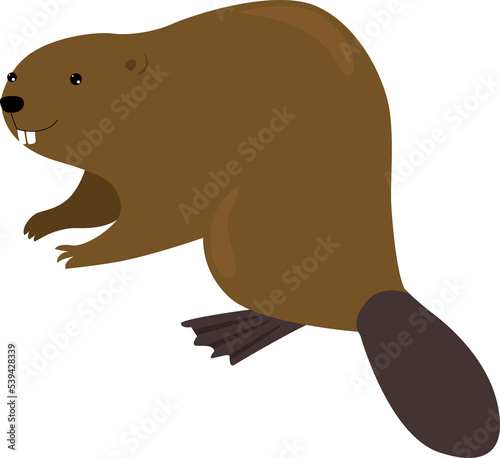Cartoon beaver. Forest animal. American animal. Wild animal of Canada.
