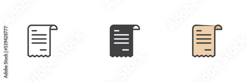 Invoice bill different style icon set