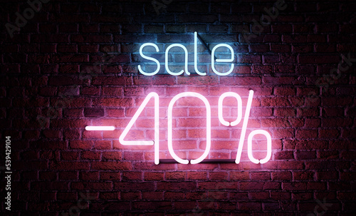 Black Friday Sale Neon Sign Brick Background photo