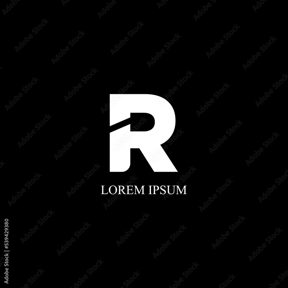 Letter R simple logo with black background Letter R simple logo with black background