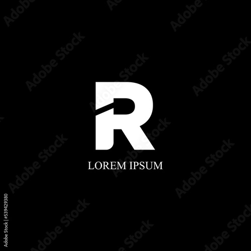 Letter R simple logo with black background