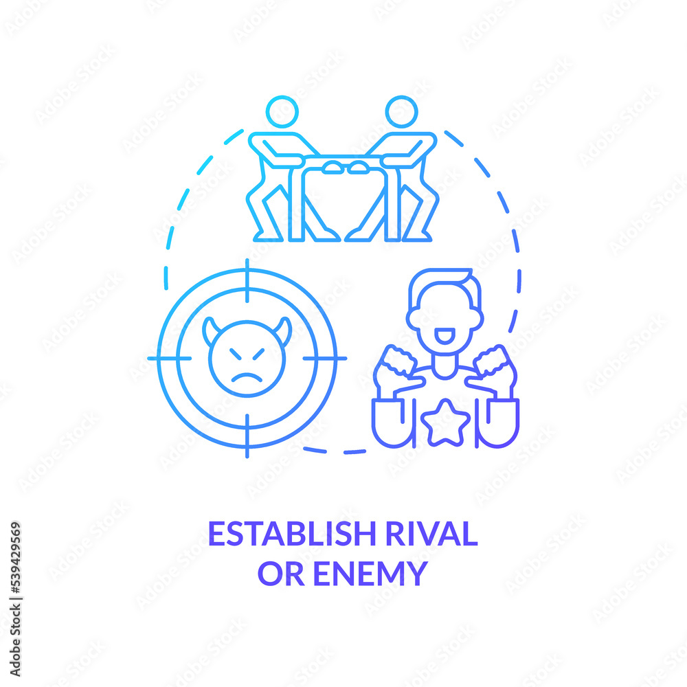 Fototapeta premium Establish rival and enemy concept blue gradient icon. Boost competitive skills. Encourage business growth abstract idea thin line illustration. Isolated outline drawing. Myriad Pro-Bold font used