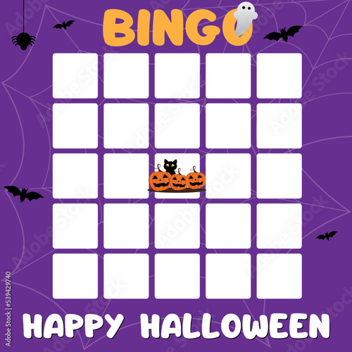 Halloween Themed Blank Bingo Cards With Decorated Bingo.