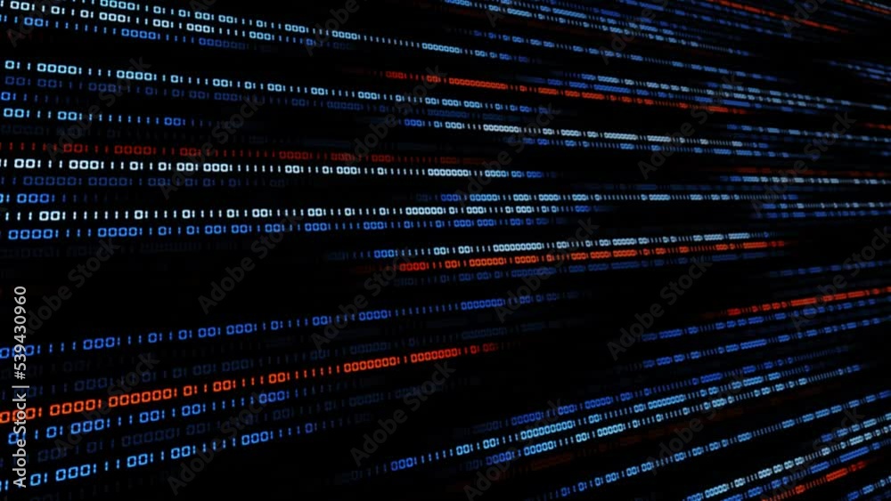 Binary Code in flow motion - Information technology concept - digital systems theme - cyber internet or network concept