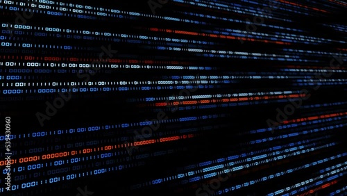 Binary Code in flow motion - Information technology concept - digital systems theme - cyber internet or network concept