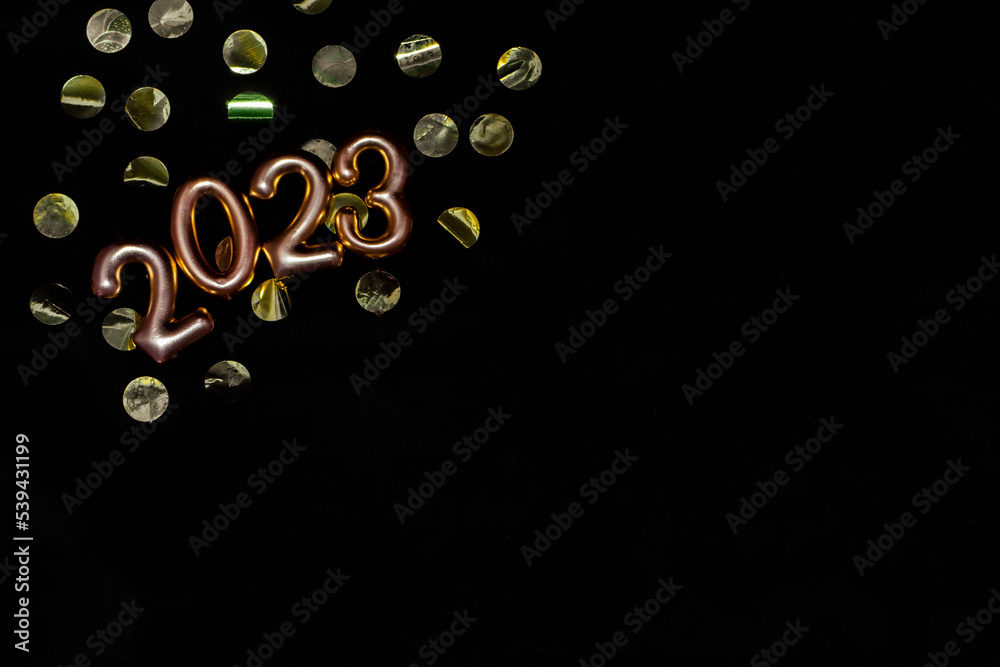 Black background congratulating the new year 2023.