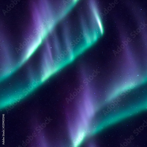 A repeatable seamless pattern of Northern Lights, Aurora borealis. 