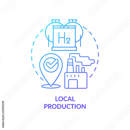 Local industry blue gradient concept icon. Alternative energy development. Benefit of hydrogen abstract idea thin line illustration. Isolated outline drawing. Myriad Pro-Bold font used