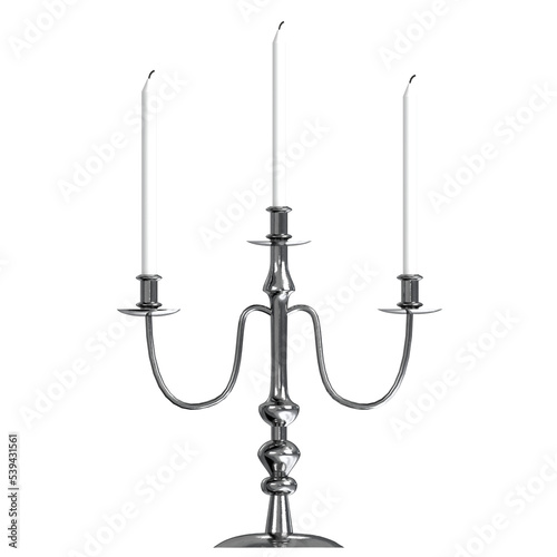 Photography 3d rendering illustration of a 3 branches candelabrum