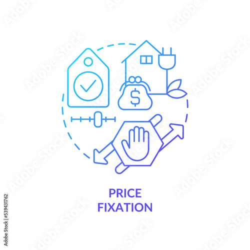 Cost fixation blue gradient concept icon. Carbon free economy. Advantage of hydrogen energy abstract idea thin line illustration. Isolated outline drawing. Myriad Pro-Bold font used