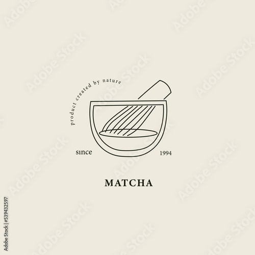 Line art matcha tea logotype	
