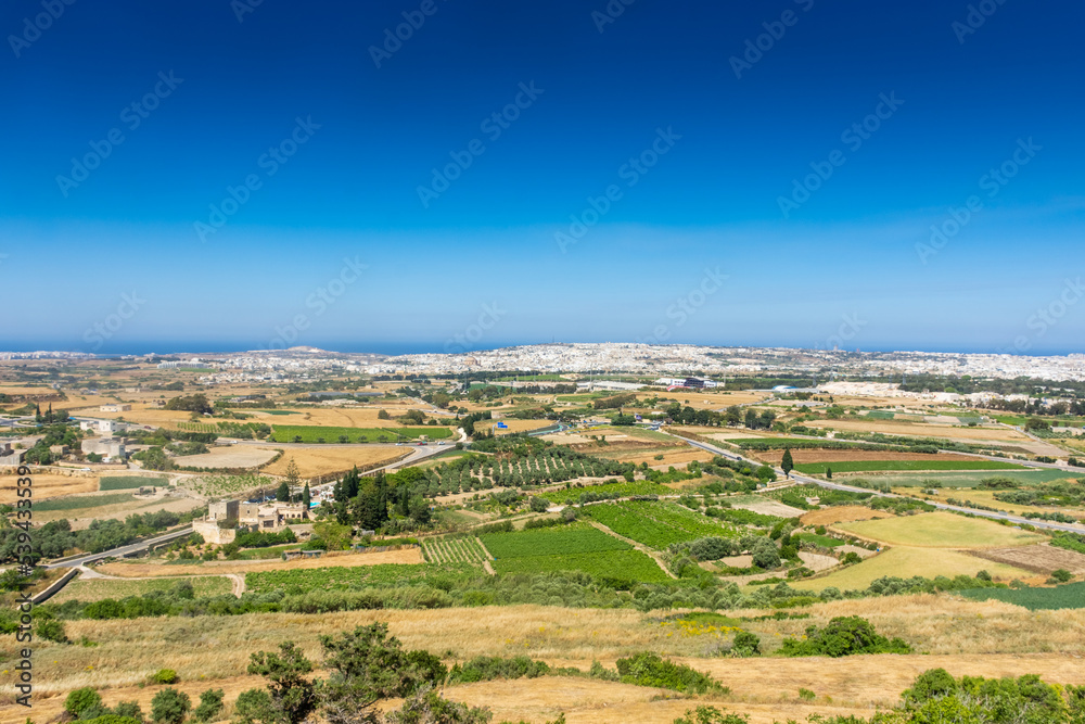 Landscape of the Malta countryside with Valletta on the background Landscape of the Malta countryside with Valletta on the background