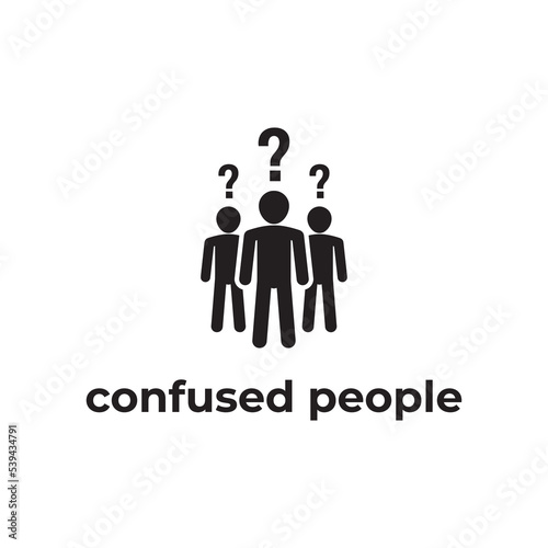 simple black confused people flat design icon template