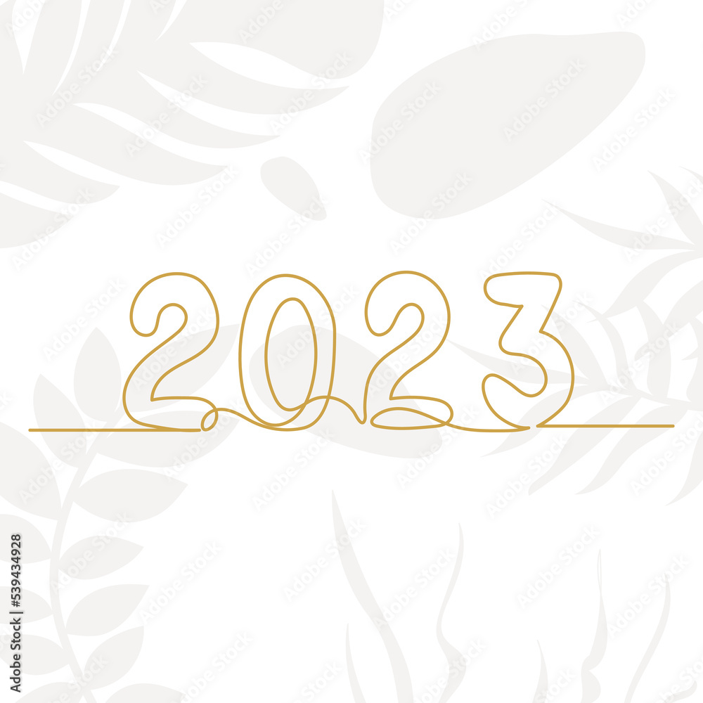 Obraz premium 2023 one continuous line drawing, vector