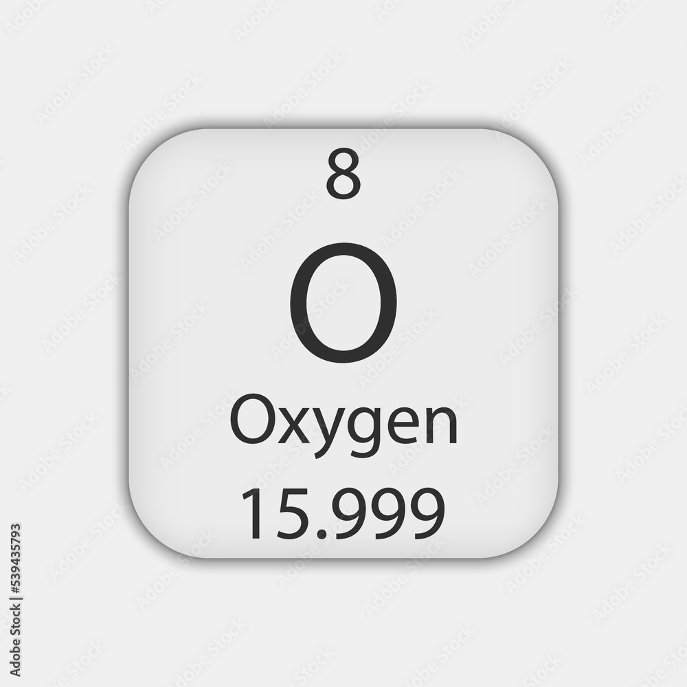 Oxygen symbol. Chemical element of the periodic table. Vector illustration. Oxygen symbol. Chemical element of the periodic table. Vector illustration.