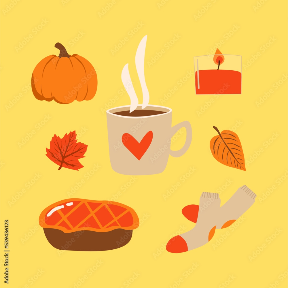 hand drawn hygge set stock vector